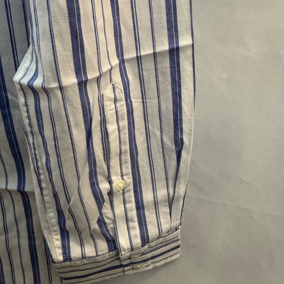 Untuckit Pinot Perse Long Sleeve Button Down Shirt Blue & White Stripe - Picture 7 of 10